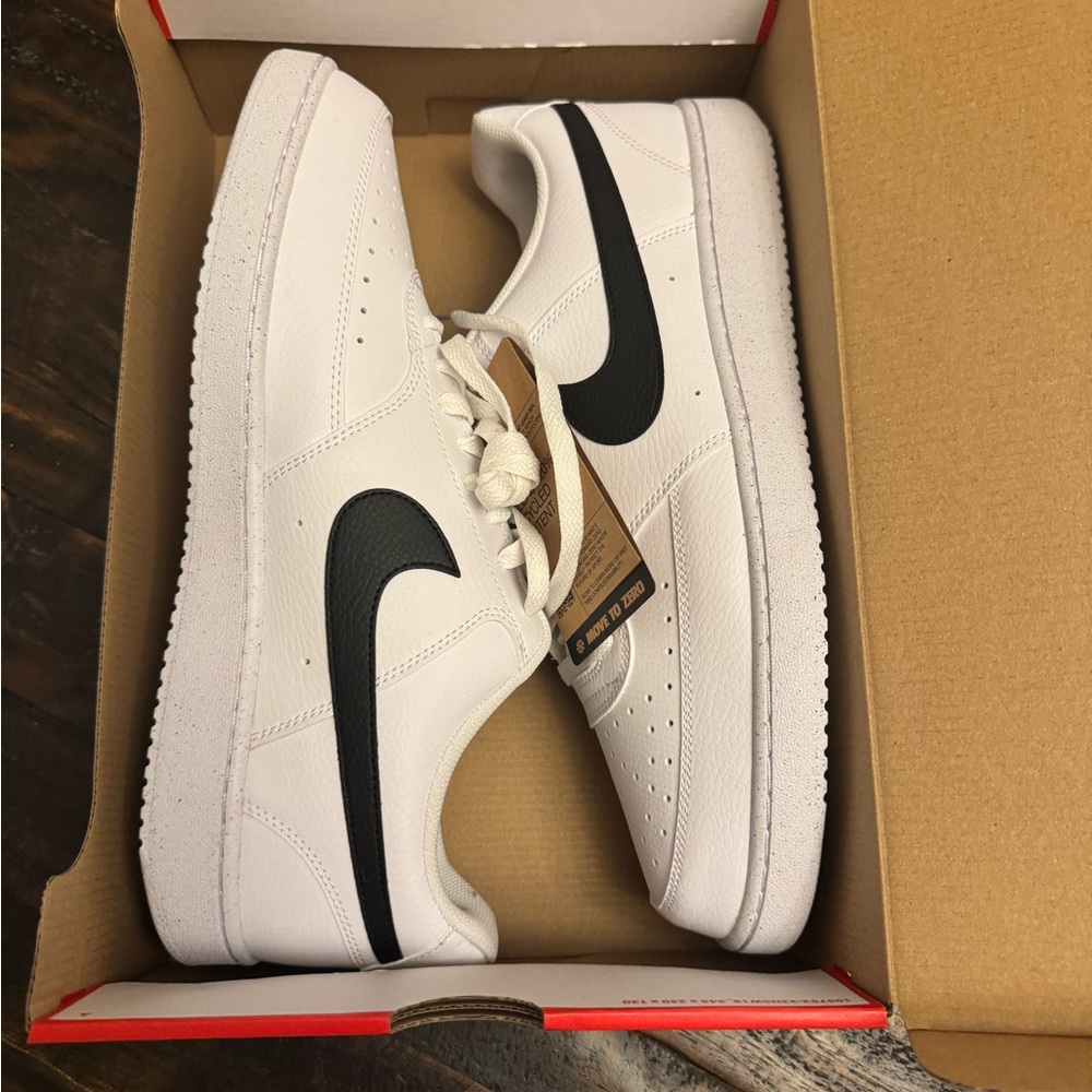 Nike Men's White Sneakers with Black Swoosh